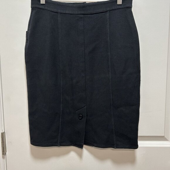 Chanel Vintage Linen Blend Wool Button Front Pencil Skirt Buttons Pocket Small - Picture 11 of 16